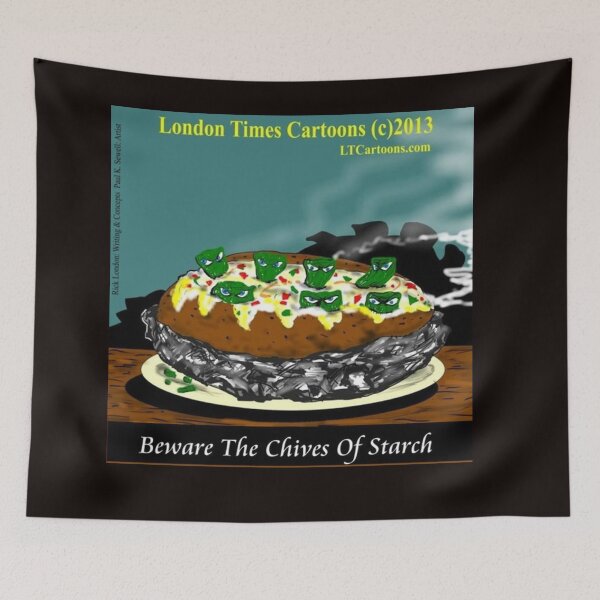 Item preview, Beware the Chives of Starch – Food Pun Cartoon by Rick London designed and sold by Rick London Gifts.