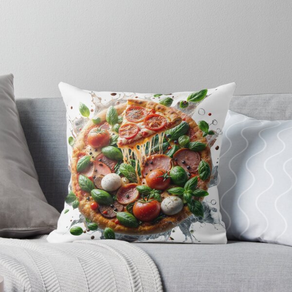 Item preview, Whole pizza with lifted slice and dynamic sauce burst on black designed and sold by Creative88Art.