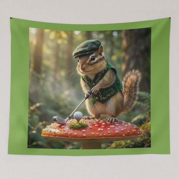 Item preview, Golfing Chipmunk Tees Off on Amanita Mushroom designed and sold by Tridentulus.