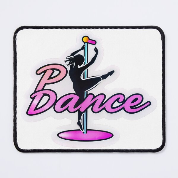 Item preview, Silhouetted pole dancer with pink gradient Dance script on black designed and sold by Creative88Art.