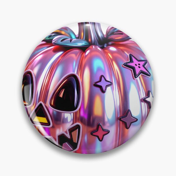 Item preview, Iridescent jack o lantern pumpkin with stars and jagged grin on black designed and sold by Creative88Art.
