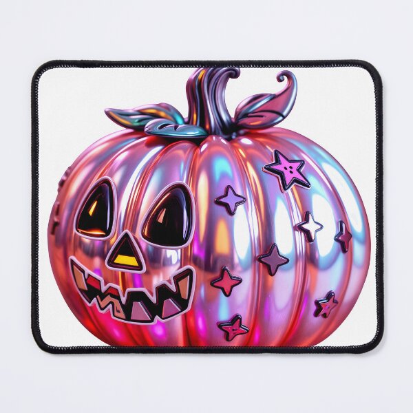 Item preview, Iridescent jack o lantern pumpkin with stars and jagged grin on black designed and sold by Creative88Art.