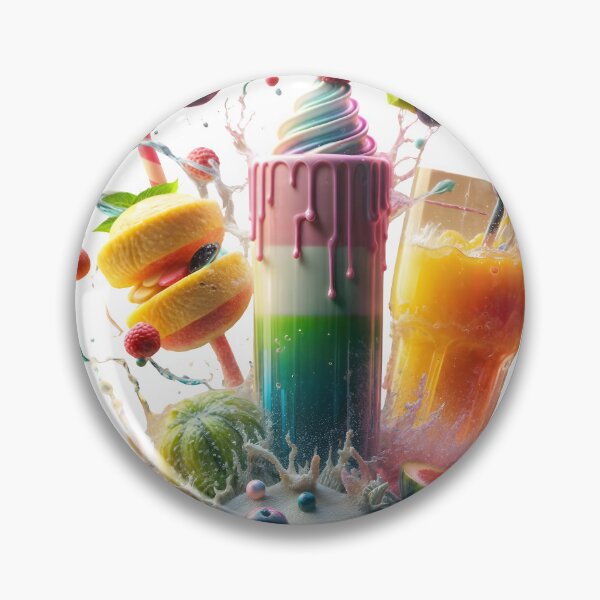 Item preview, Milkshake and orange juice with flying fruit on black background designed and sold by Creative88Art.