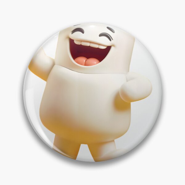 Item preview, 3D cartoon marshmallow character waving on pure black background designed and sold by Creative88Art.