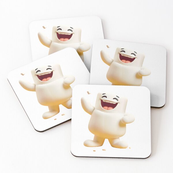 Item preview, 3D cartoon marshmallow character waving on pure black background designed and sold by Creative88Art.