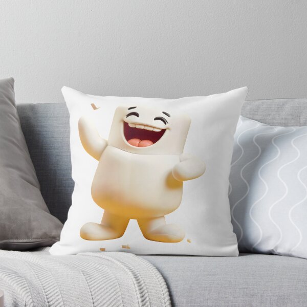 Item preview, 3D cartoon marshmallow character waving on pure black background designed and sold by Creative88Art.