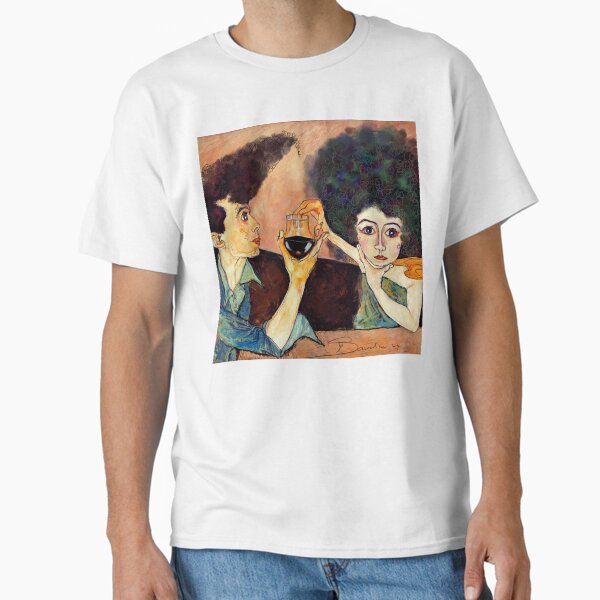 Wine Tasting Date Night – Expressive Figurative Illustration Night Classic T-Shirt