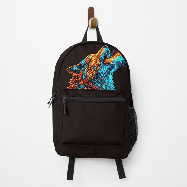 Item preview, Cyberpunk Wolf - Howling Digital Totem Neon designed and sold by Printforluck.