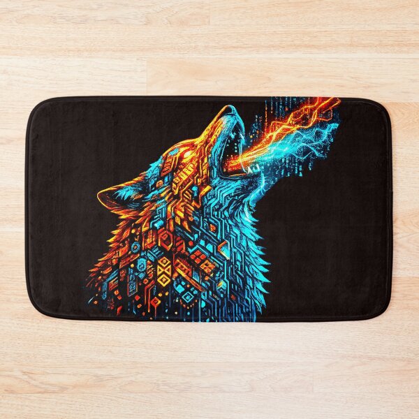 Item preview, Cyberpunk Wolf - Howling Digital Totem Neon designed and sold by Printforluck.