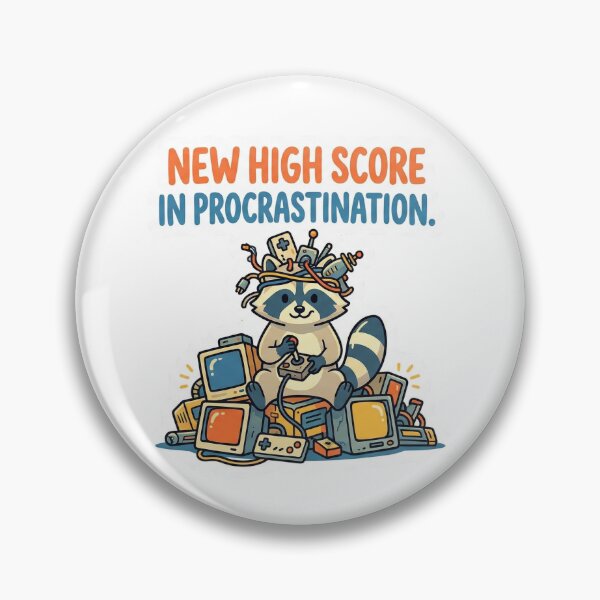 Item preview, New High Score In Procrastination Raccoon Sticker | LooseThoughts designed and sold by LooseThoughts.