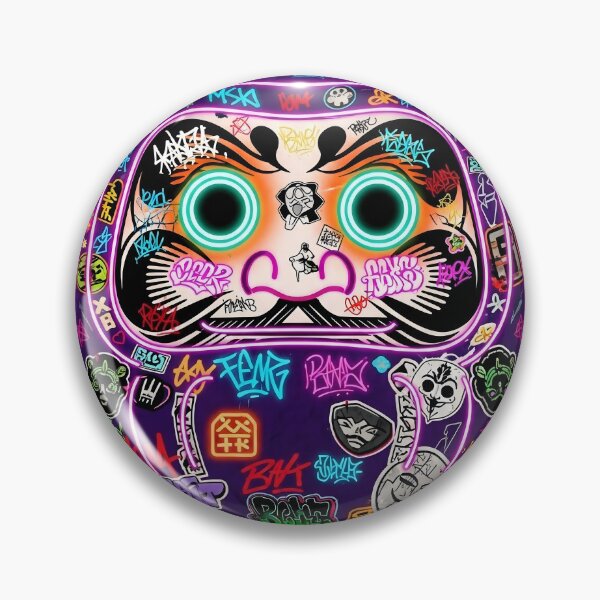 Item preview, Neon Anarchy Daruma: 80s Retro Graffiti Edition designed and sold by Brendan Arthur Ring.