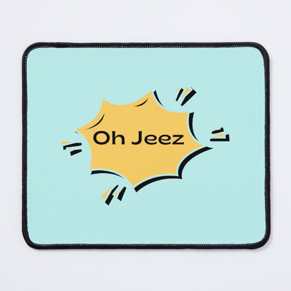 Item preview, Oh Jeez Text Funny Yellow Black Work School Prints Card Wall Art TShirt Hat Home Office Redbubble Shop designed and sold by Saritas Boutique Shop.