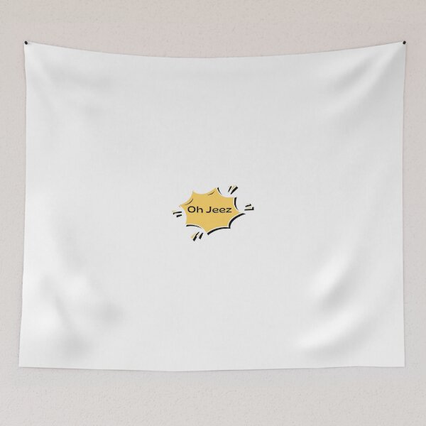 Item preview, Oh Jeez Text Funny Yellow Black Work School Prints Card Wall Art TShirt Hat Home Office Redbubble Shop designed and sold by Saritas Boutique Shop.