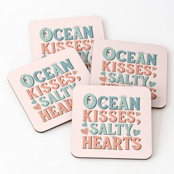 Item preview, Ocean Kisses, Salty Heart – Coastal Valentine Typography Design designed and sold by Sea Gem.