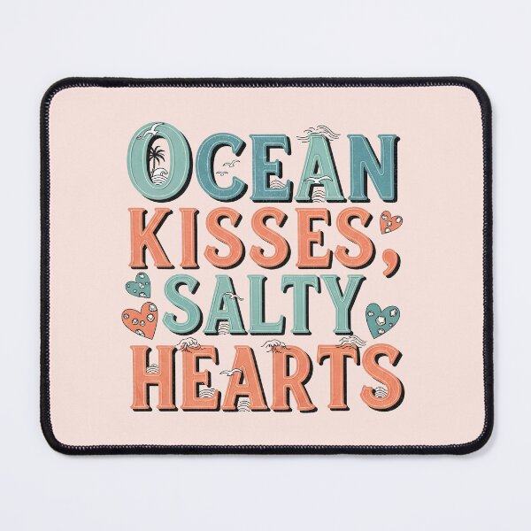 Item preview, Ocean Kisses, Salty Heart – Coastal Valentine Typography Design designed and sold by Sea Gem.