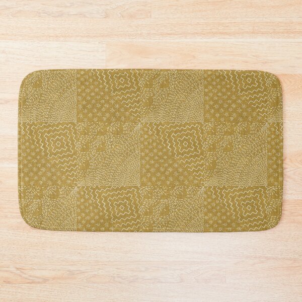 Item preview, Gold Sashiko Stitch Japanese Visible Mended Fabric Print  designed and sold by LoveAlways-AEP.