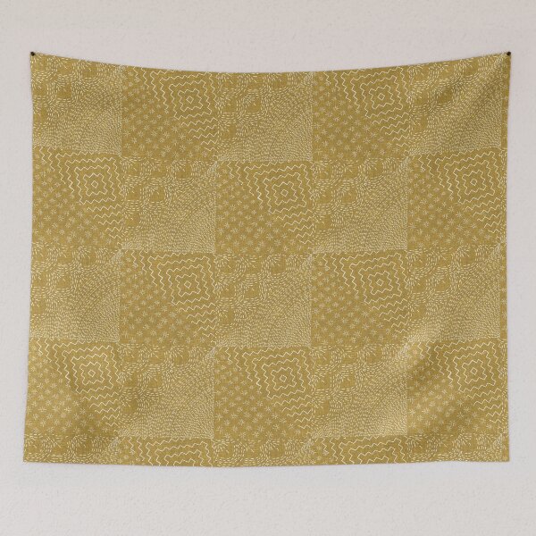 Item preview, Gold Sashiko Stitch Japanese Visible Mended Fabric Print  designed and sold by LoveAlways-AEP.