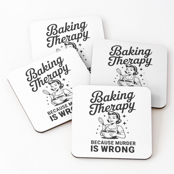 Item preview, Baking Therapy Because Murder Is Wrong Funny Retro Baker Gift For Sarcastic Moms and Pastry Chefs designed and sold by NADIASHOP86.