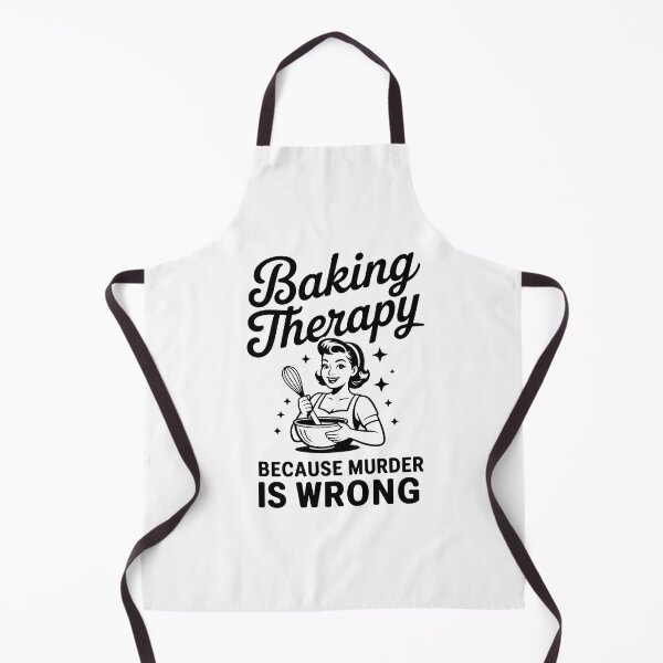 Item preview, Baking Therapy Because Murder Is Wrong Funny Retro Baker Gift For Sarcastic Moms and Pastry Chefs designed and sold by NADIASHOP86.