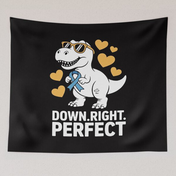 Item preview, Down Right Perfect Down Syndrome T Rex Yellow & Blue Ribbon designed and sold by Vexat062Art.