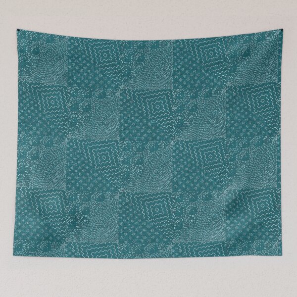Item preview, Teal Stitch Japanese Visible Mended Fabric Print  designed and sold by LoveAlways-AEP.