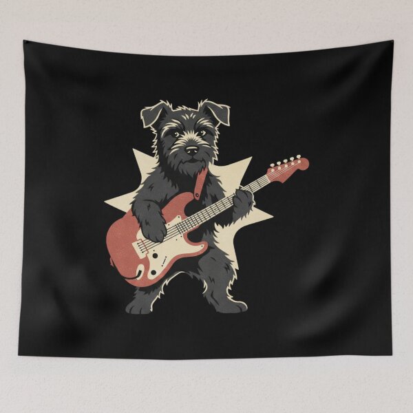 Item preview, Rocking Yorkie Guitar Vintage Vibes designed and sold by FreshVibe Prints.