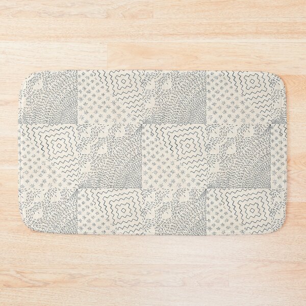 Item preview, Cream & Navy Stitch Japanese Visible Mended Fabric Print  designed and sold by LoveAlways-AEP.