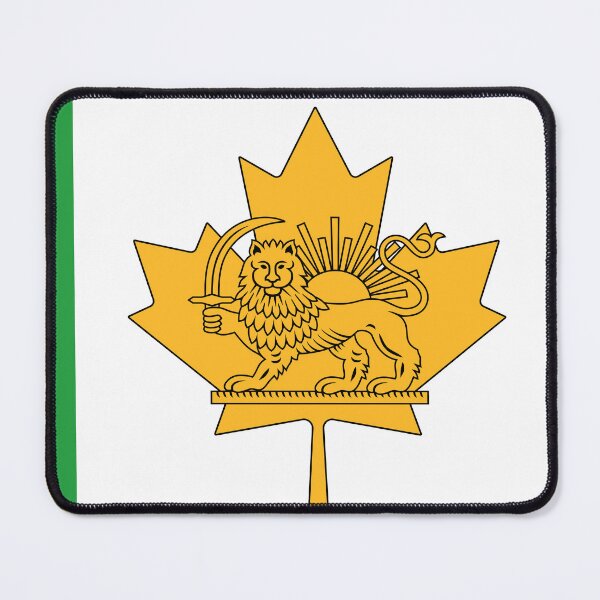 Item preview, Canadian–Iranian Heritage Flag | Lion and Sun Meets the Maple Leaf designed and sold by FlagX.