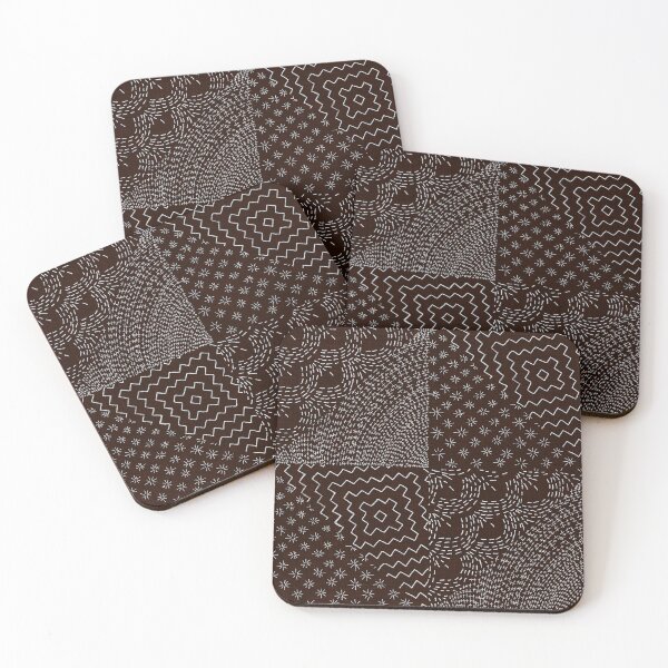 Item preview, Espresso Stitch Japanese Visible Mended Fabric Print  designed and sold by LoveAlways-AEP.