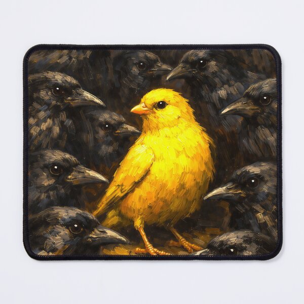 Item preview, Yellow Bird Among Crows Oil Painting | Stand Out Be Different Motivational Art Print | Unique Individual Inspirational Wall Decor designed and sold by Art Lea.