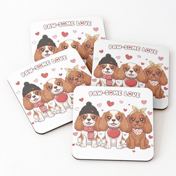 Item preview, Cavalier King Charles Spaniel Trio - Cute Paw-some Love Valentine Dogs designed and sold by strongdisgner.