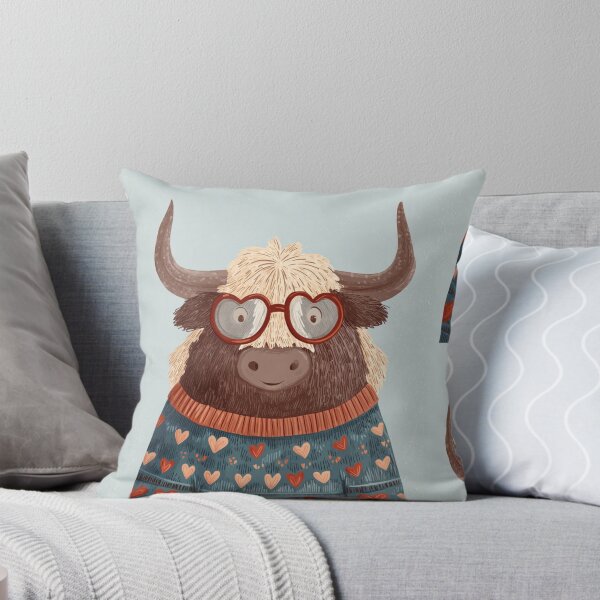 Item preview, Yak in a sweater wearing heart glasses valentines day card designed and sold by MendaciousMina.