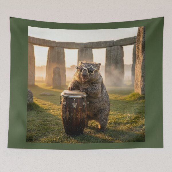 Item preview, Wombat Drumming at Stonehenge designed and sold by Tridentulus.