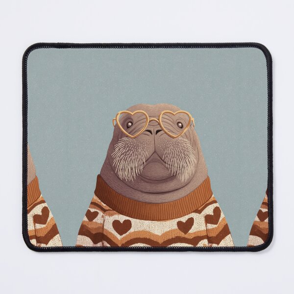 Item preview, Walrus in a sweater wearing heart glasses valentines day card designed and sold by MendaciousMina.