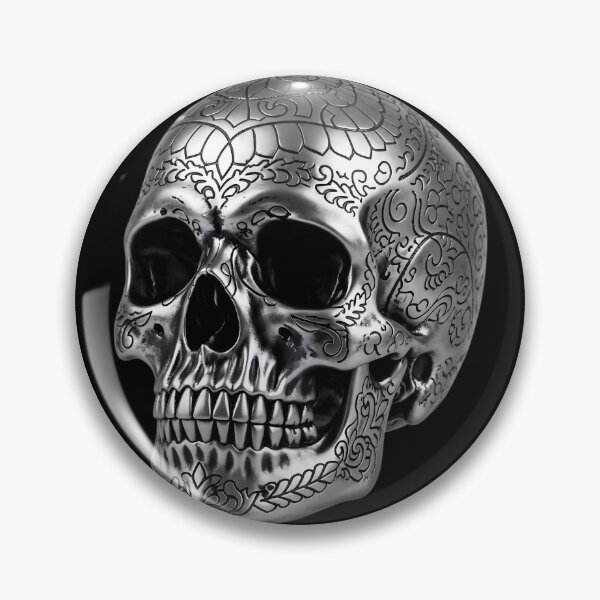 Item preview, Titanium Calavera: Engraved Dia de los Muertos Skull designed and sold by Brendan Arthur Ring.