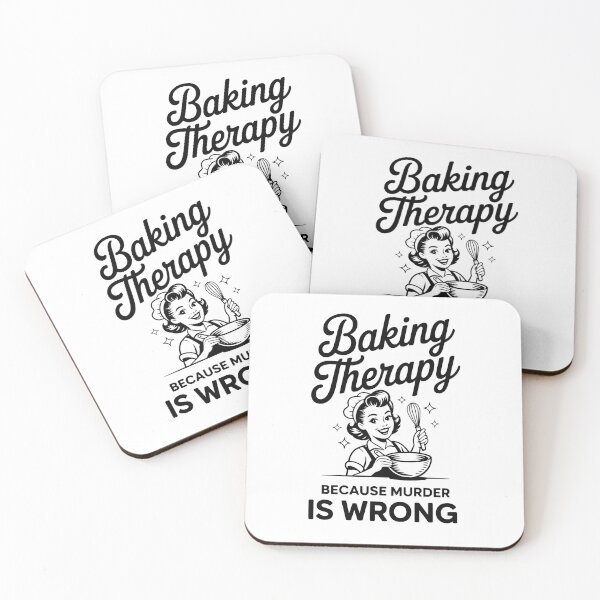 Item preview, Baking Therapy Because Murder Is Wrong Funny Retro Woman Gift For Sarcastic Home Cooks and Pastry Chefs designed and sold by NADIASHOP86.