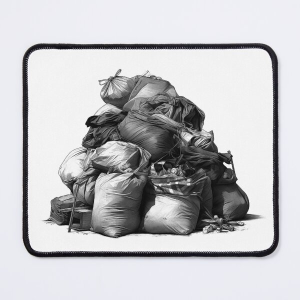 Item preview, Urban Trash Pile – Gritty Black and White Garbage Bag Illustration designed and sold by inkoutninja.