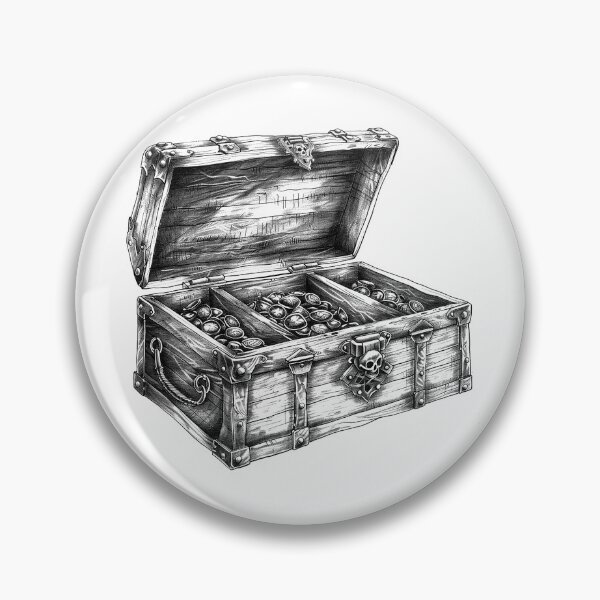 Item preview, Pirate Treasure Chest – Vintage Black and White Coin Illustration designed and sold by inkoutninja.