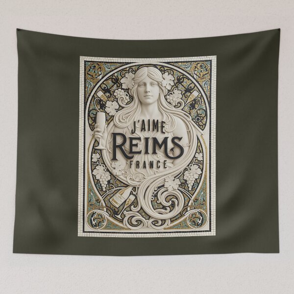 Item preview, J’aime Reims, France – Art Nouveau Champagne Mosaic designed and sold by FrancophileFun.