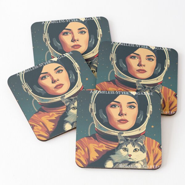 Item preview, Elegant Blue Astronaut Girl Cat designed and sold by Vintage City.