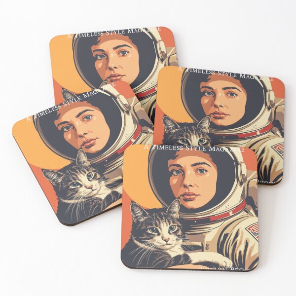 Item preview, Young Vintage Girl Astronaut Orange Cat designed and sold by Vintage City.