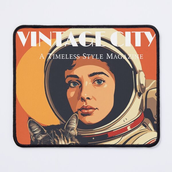 Item preview, Young Vintage Girl Astronaut Orange Cat designed and sold by Vintage City.