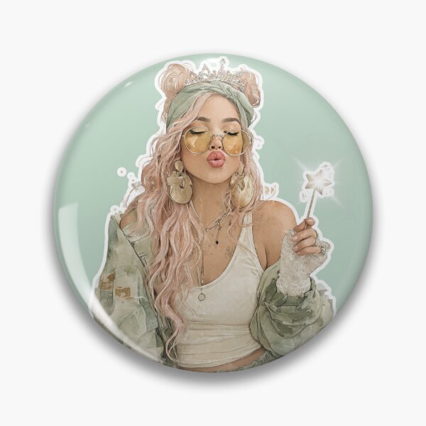 Item preview, Boho Valentine Girl with Pink Hair Holding Starry Wand Blowing Kisses  designed and sold by MakersFolly.