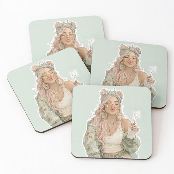 Item preview, Boho Valentine Girl with Pink Hair Holding Starry Wand Blowing Kisses  designed and sold by MakersFolly.