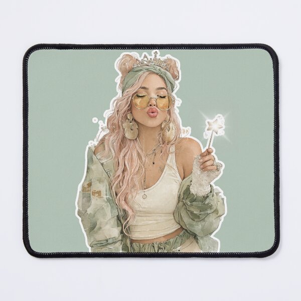 Item preview, Boho Valentine Girl with Pink Hair Holding Starry Wand Blowing Kisses  designed and sold by MakersFolly.