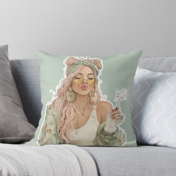 Item preview, Boho Valentine Girl with Pink Hair Holding Starry Wand Blowing Kisses  designed and sold by MakersFolly.