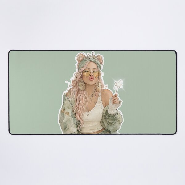 Item preview, Boho Valentine Girl with Pink Hair Holding Starry Wand Blowing Kisses  designed and sold by MakersFolly.