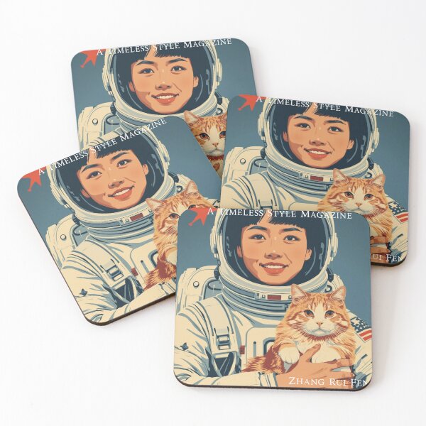 Item preview, Young Asian Girl Vintage Astronaut Orange Cat designed and sold by Vintage City.
