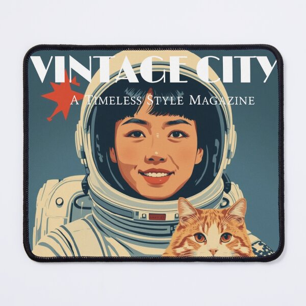 Item preview, Young Asian Girl Vintage Astronaut Orange Cat designed and sold by Vintage City.