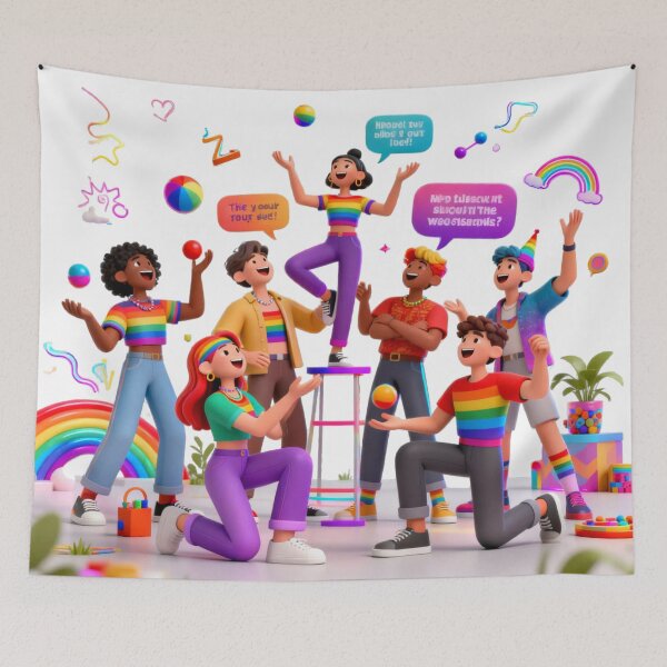 Item preview, "Joyful Pride Party: 3D Queer Community Celebration" designed and sold by rainbowgremlin.